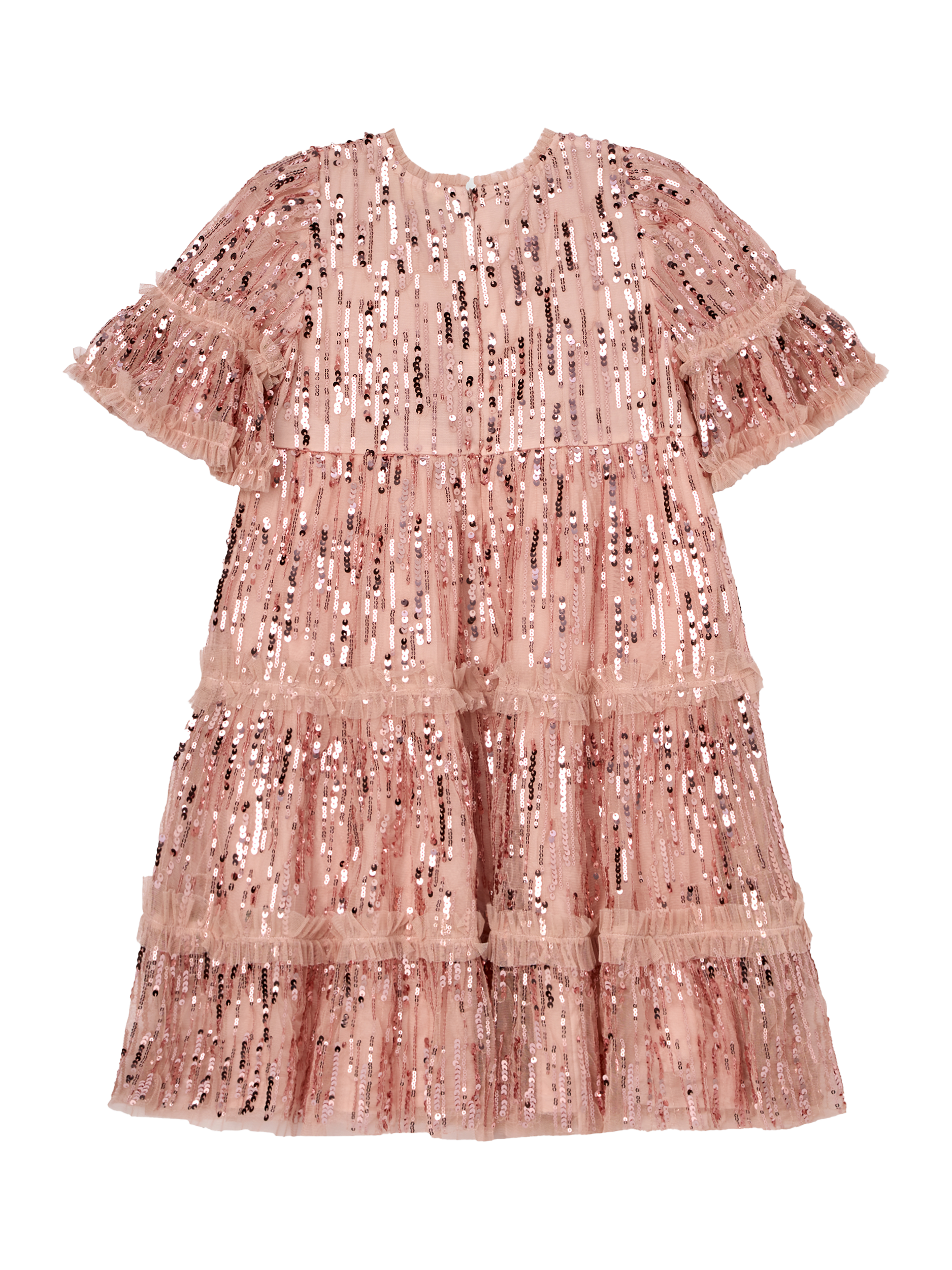 Product image 8 of 9, which shows Angel & Rocket Kids' Short Sleeve Sequin Dress, Pink, 3 years