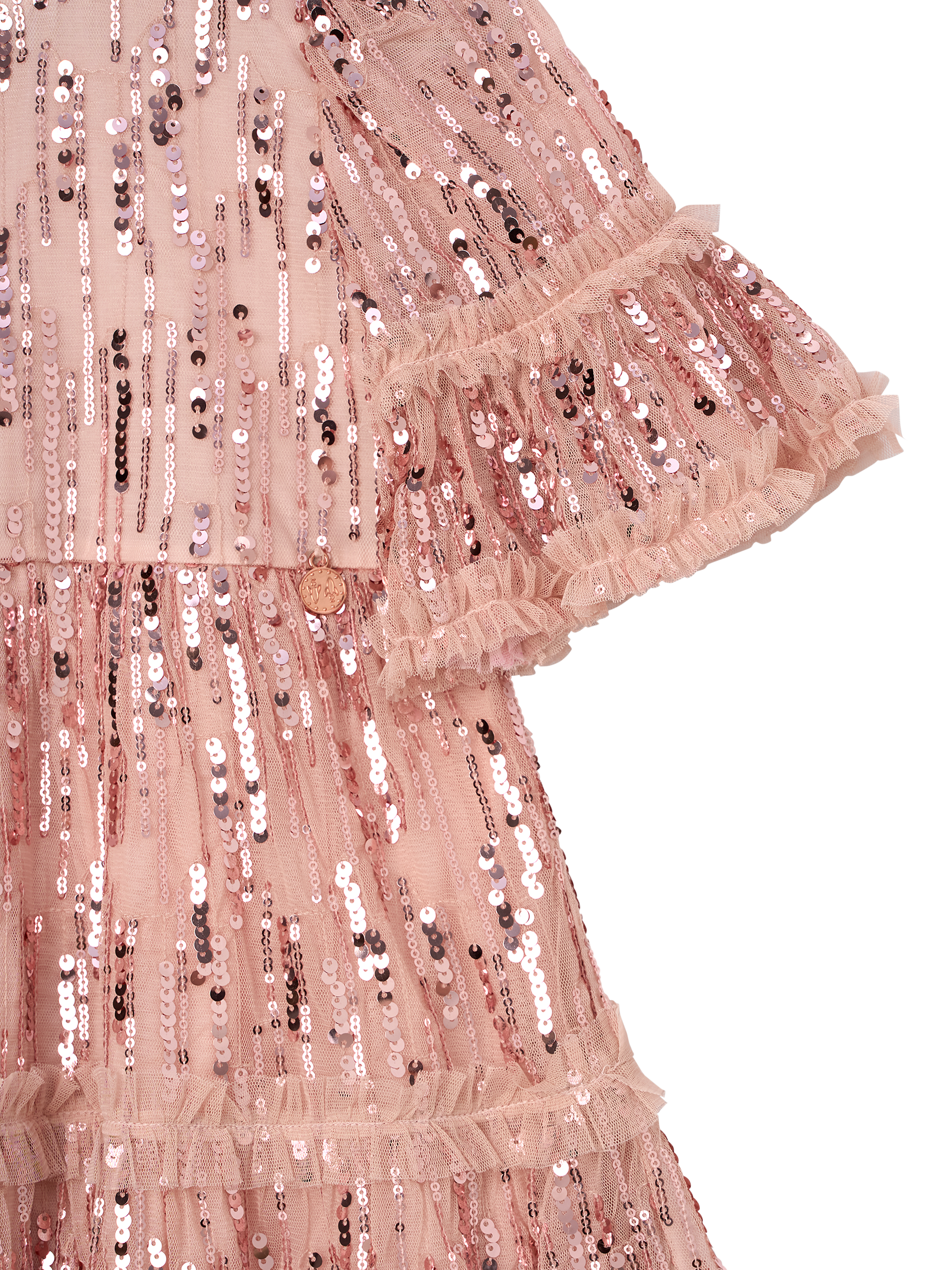 Product image 9 of 9, which shows Angel & Rocket Kids' Short Sleeve Sequin Dress, Pink, 3 years
