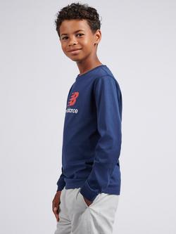 New Balance Kids' Stacked Logo Long Sleeve T-Shirt - view 2, Nb Navy