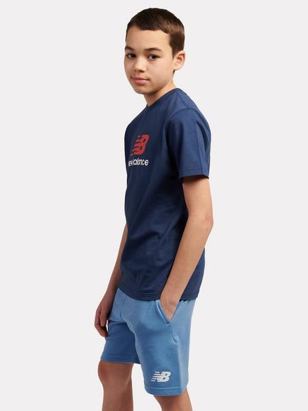 New Balance Kids' Short Sleeve Stacked Logo T-Shirt, Navy - view 2, Navy