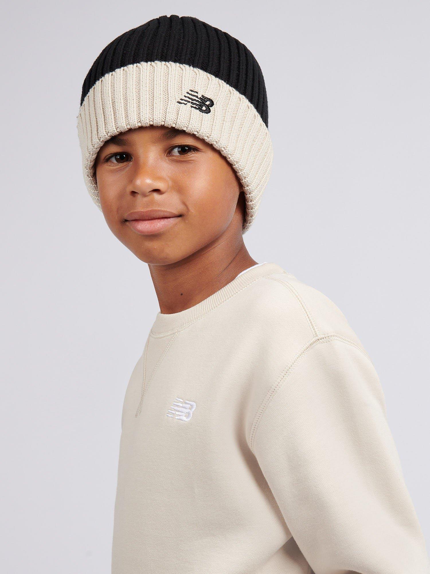 Product image 2 of 6, which shows New Balance Kids' Contrast Beanie Hat, Caviar, One
