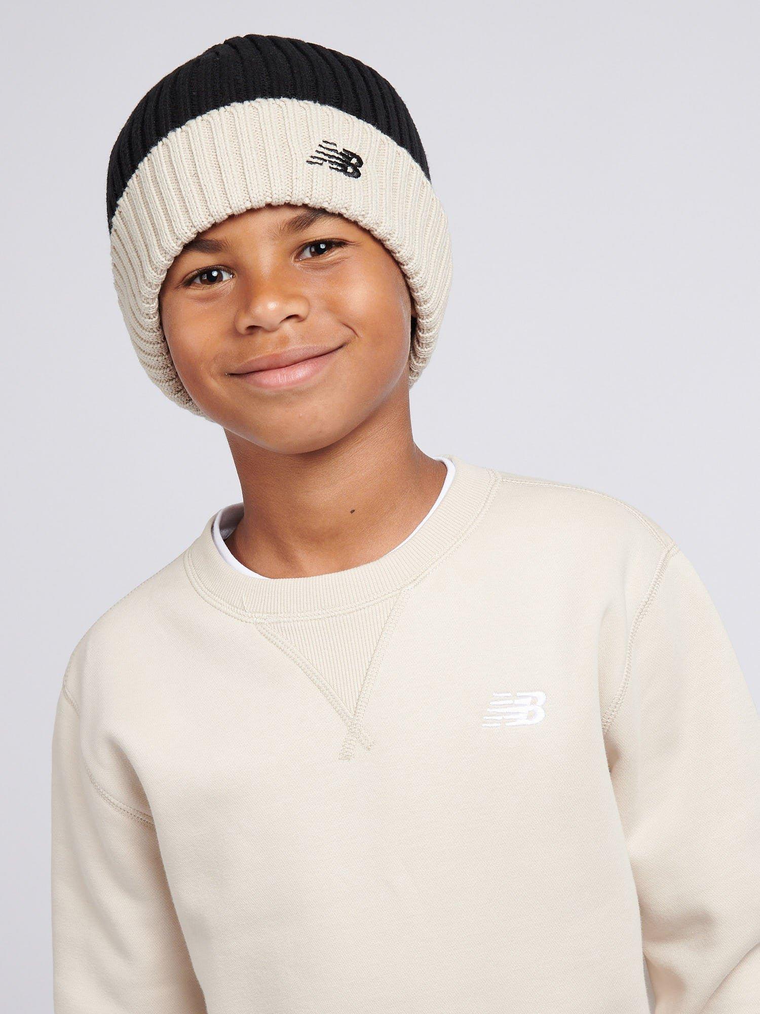 Product image 6 of 6, which shows New Balance Kids' Contrast Beanie Hat, Caviar, One