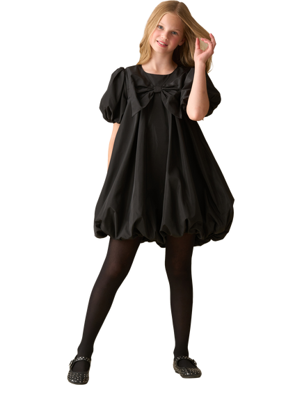 Angel & Rocket Kids' Puffball Bow Collar Dress, Black - view 2, Black
