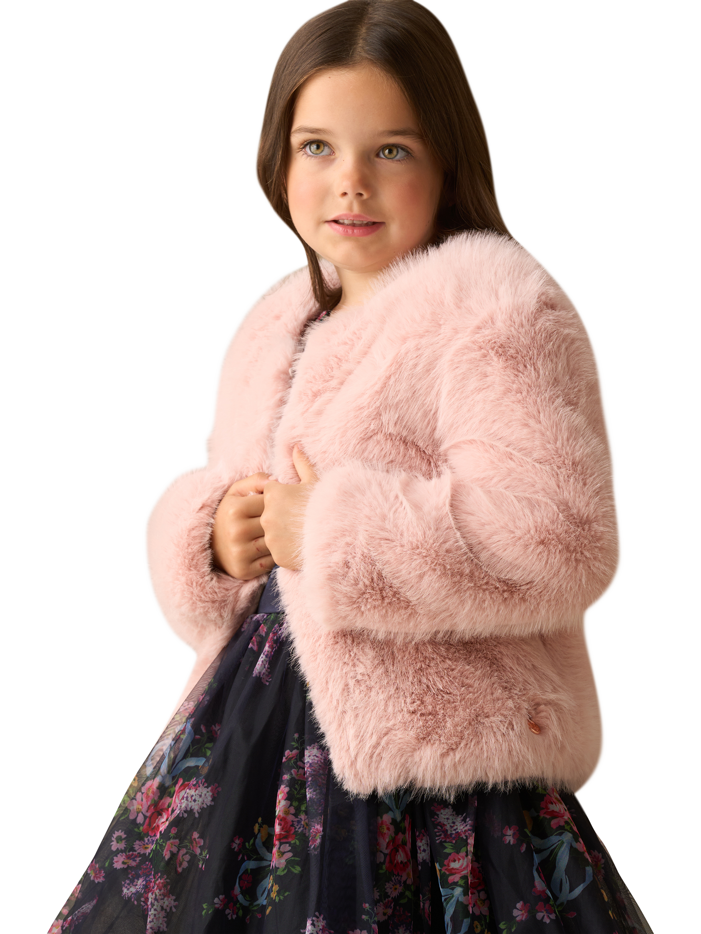 Product image 2 of 8, which shows Angel & Rocket Kids' Fur Coat, Pink, 3 years