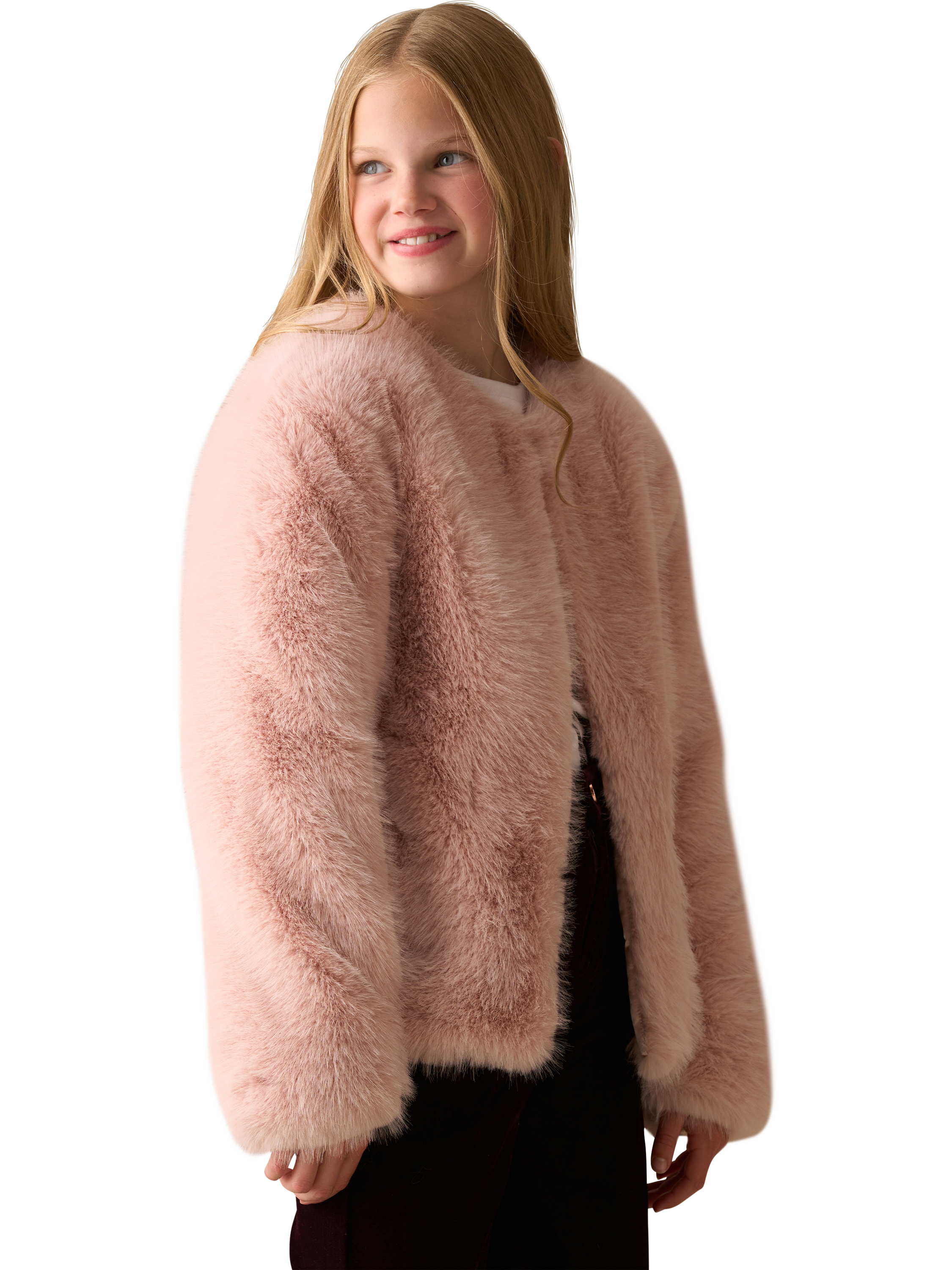 Product image 4 of 8, which shows Angel & Rocket Kids' Fur Coat, Pink, 3 years