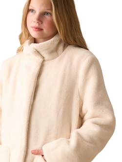 Angel & Rocket Kids' Long Fur Coat, Cream - view 2, Cream
