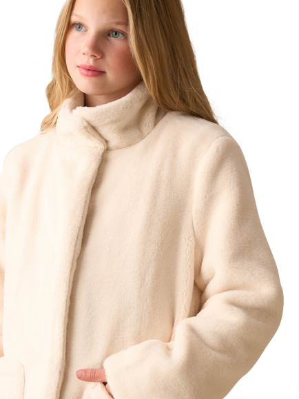 Angel & Rocket Kids' Long Fur Coat, Cream - view 2, Cream