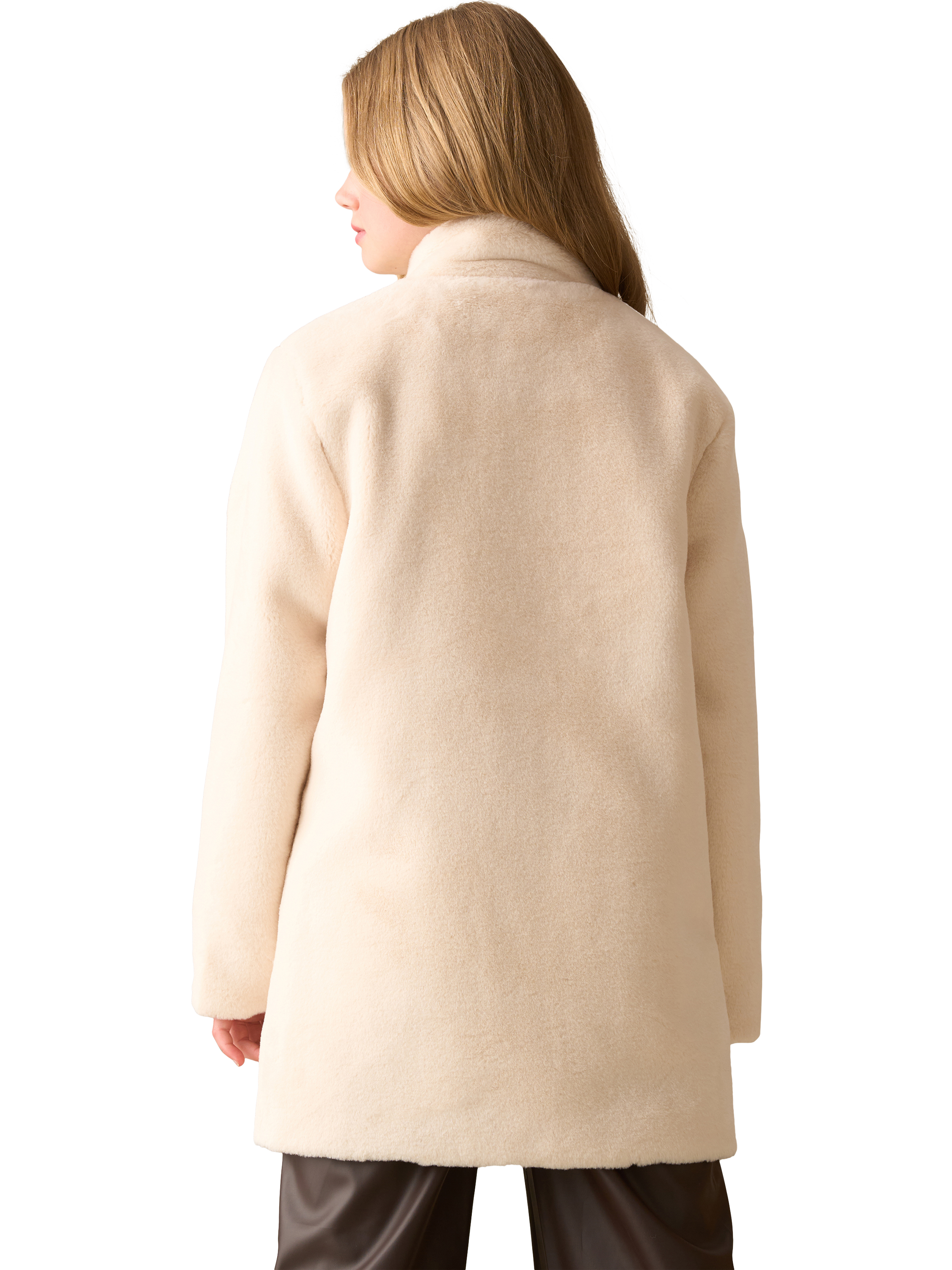 Product image 4 of 8, which shows Angel & Rocket Kids' Long Fur Coat, Cream, 3 years