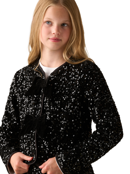 Angel & Rocket Kids' Velvet Sequin Jacket, Black - view 2, Black