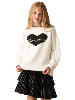 Angel & Rocket Kids' Amour Heart Jumper, Ivory, Ivory