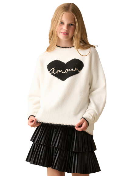 Angel & Rocket Kids' Amour Heart Jumper, Ivory, Ivory