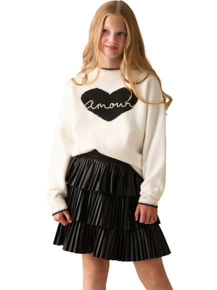 Angel & Rocket Kids' Amour Heart Jumper, Ivory - view 2, Ivory