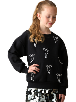 Angel & Rocket Kids' Cotton Blend Embroidered Bow Sweater - view 2, Black