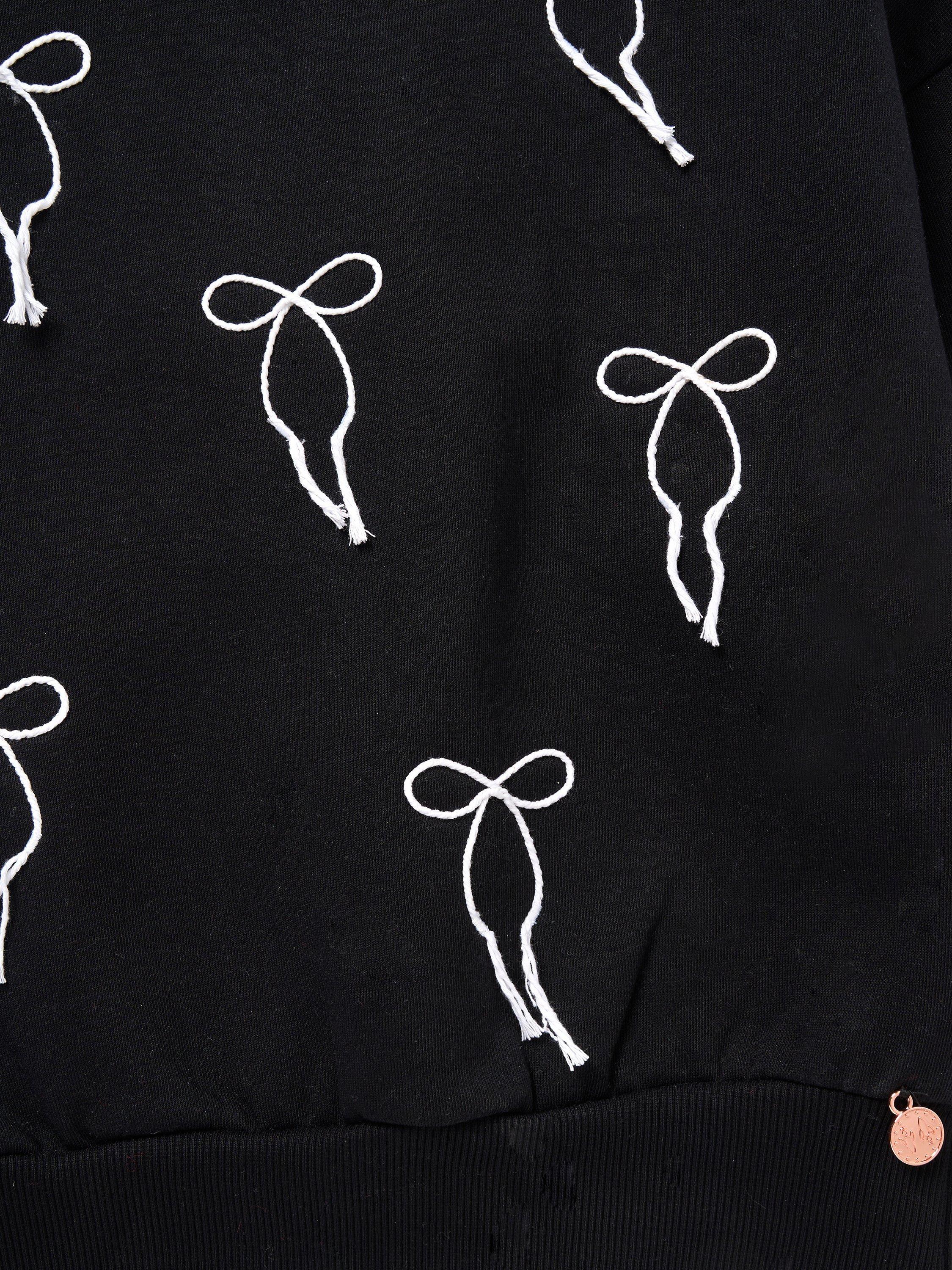 Product image 6 of 6, which shows Angel & Rocket Kids' Cotton Blend Embroidered Bow Sweater, Black, 3-4 years