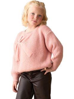 Angel & Rocket Kids' Arya Knitted Bow Jumper, Pink