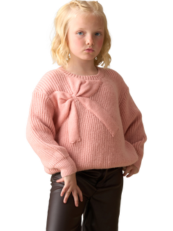 Angel & Rocket Kids' Arya Knitted Bow Jumper - view 2, Pink