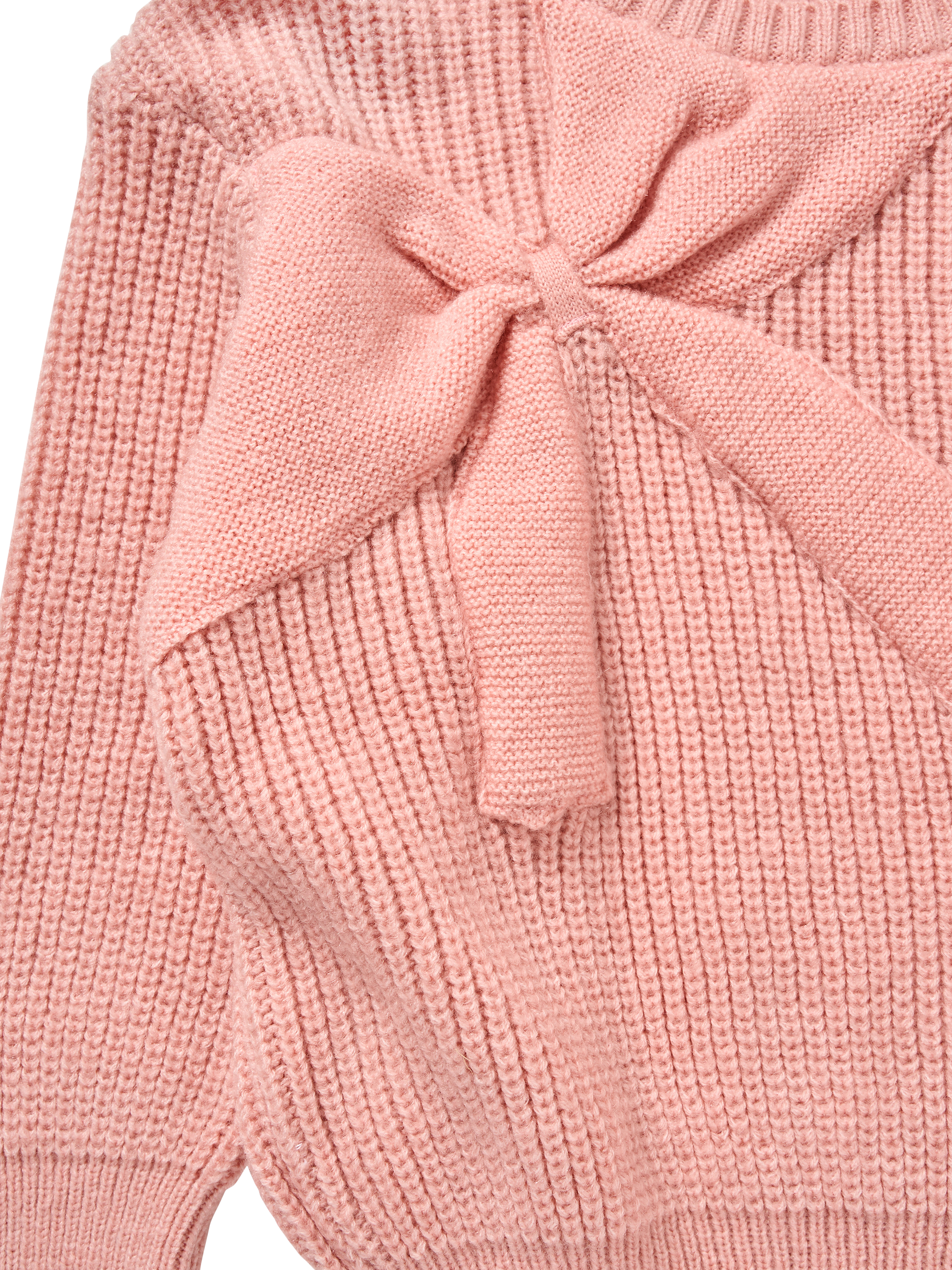 Product image 8 of 8, which shows Angel & Rocket Kids' Arya Knitted Bow Jumper, Pink, 3-4 years