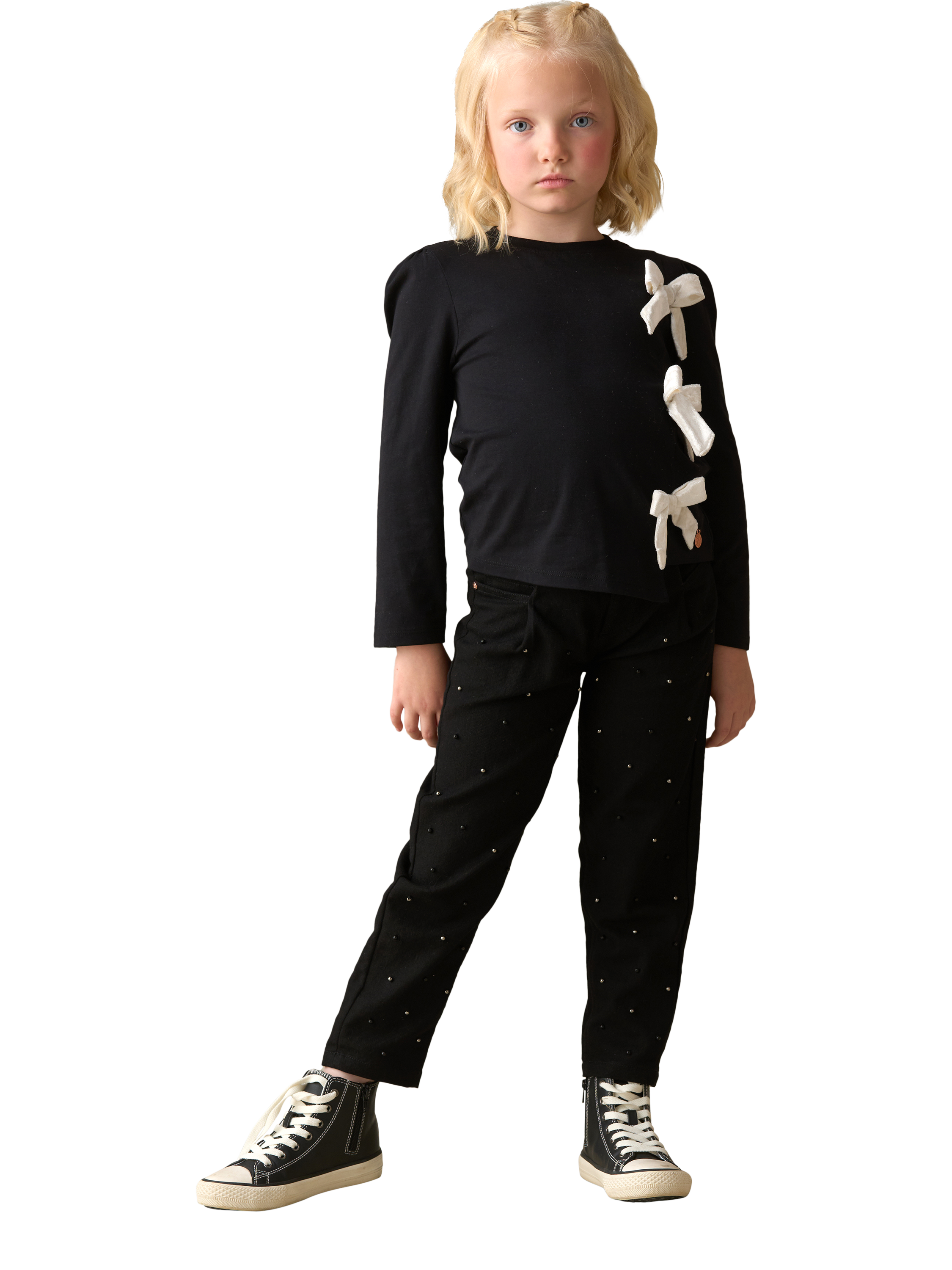 Product image 2 of 8, which shows Angel & Rocket Kids' Beaded Jeans, Black, 6 years