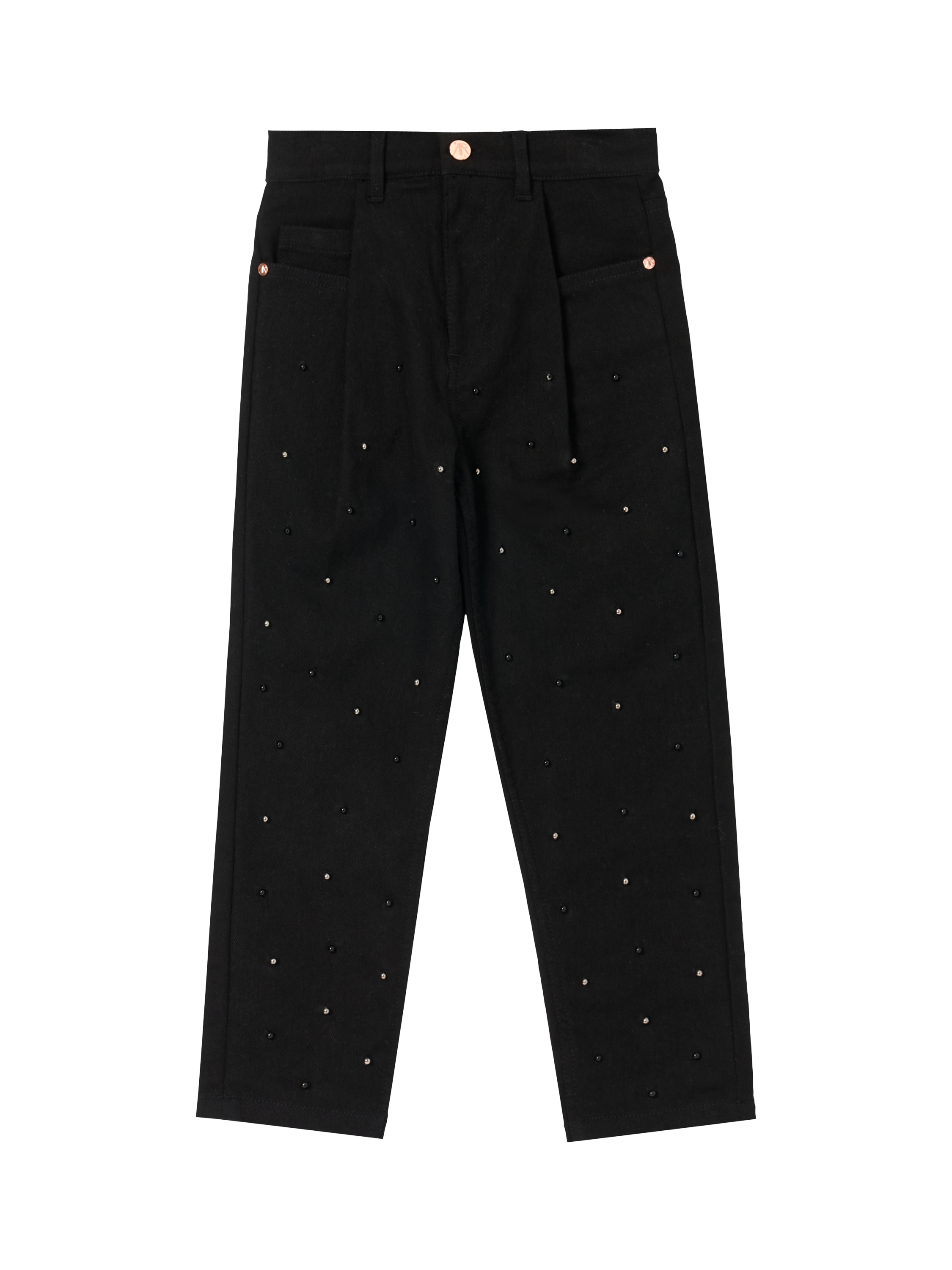 Product image 6 of 8, which shows Angel & Rocket Kids' Beaded Jeans, Black, 6 years