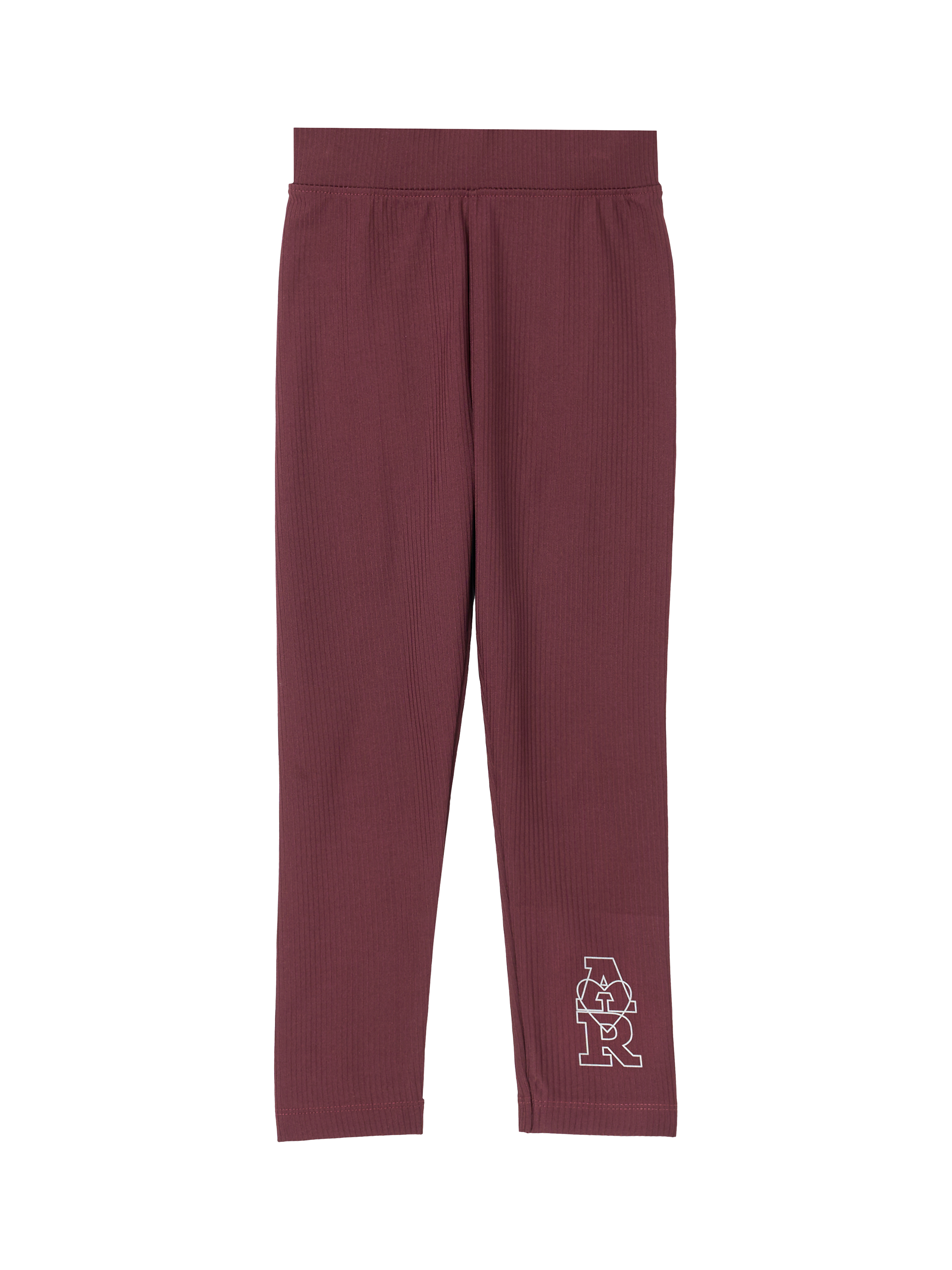 Product image 4 of 6, which shows Angel & Rocket Kids' Ribbed Active Leggings, Burgundy, 3 years