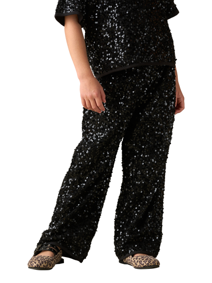 Angel & Rocket Kids' Velvet Sequin Trousers, Black, Black