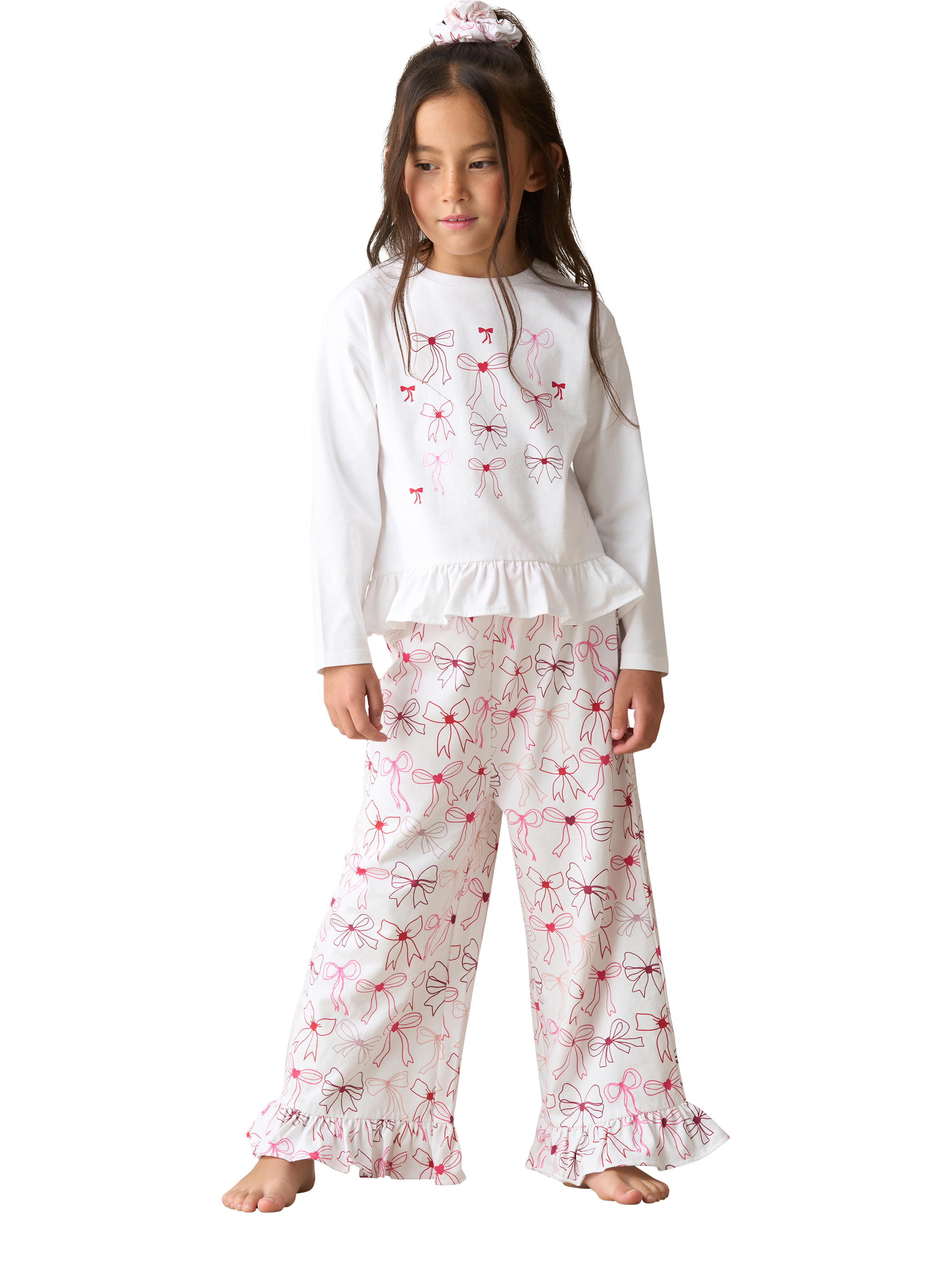 Carolilly 2Pcs Baby Girls Pyjama Sets Kids Pjs Feather Trim Long Sleeve