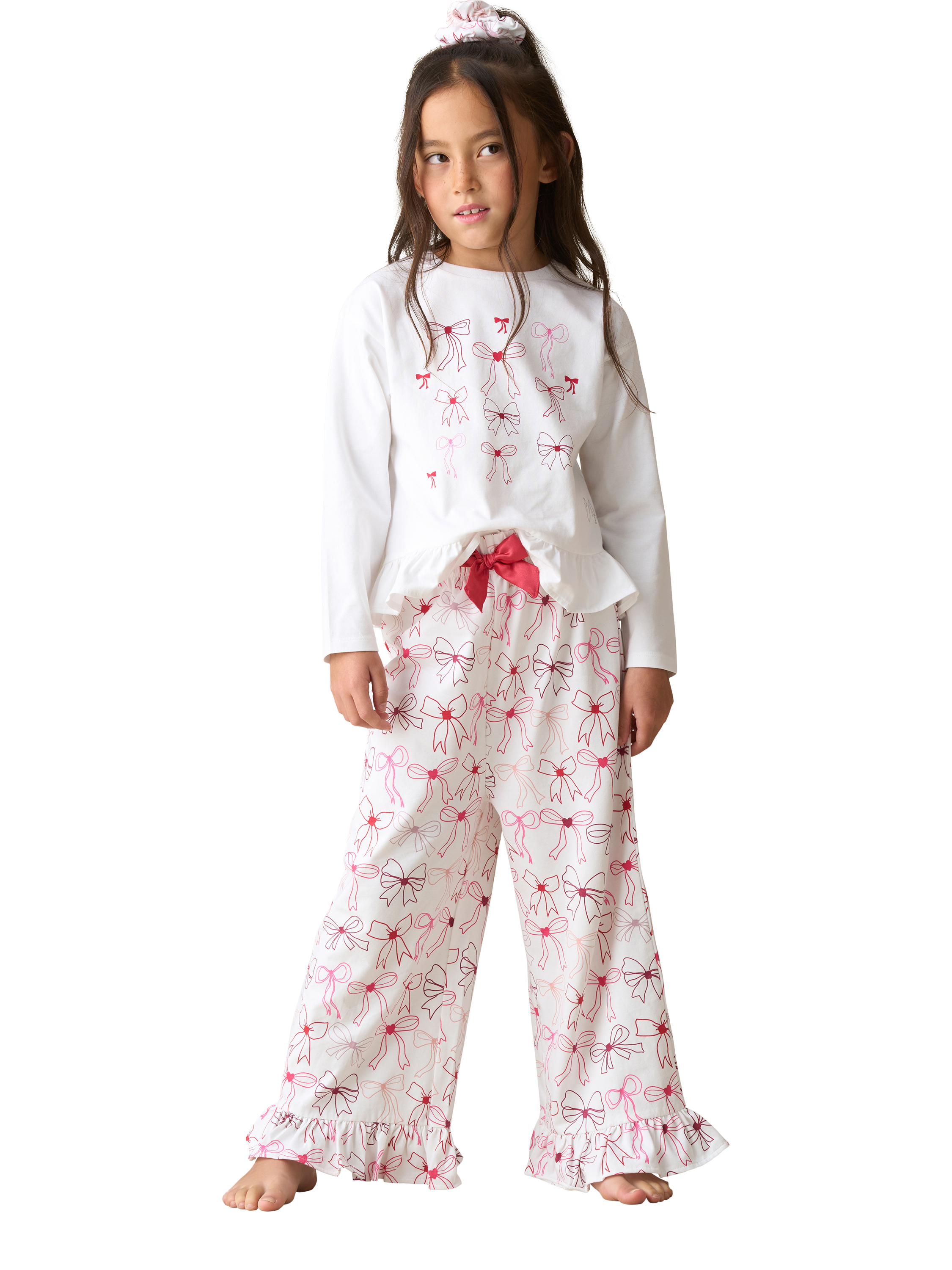 Angel Rocket Kids' Cotton Blend Bow Print Frill Pyjamas