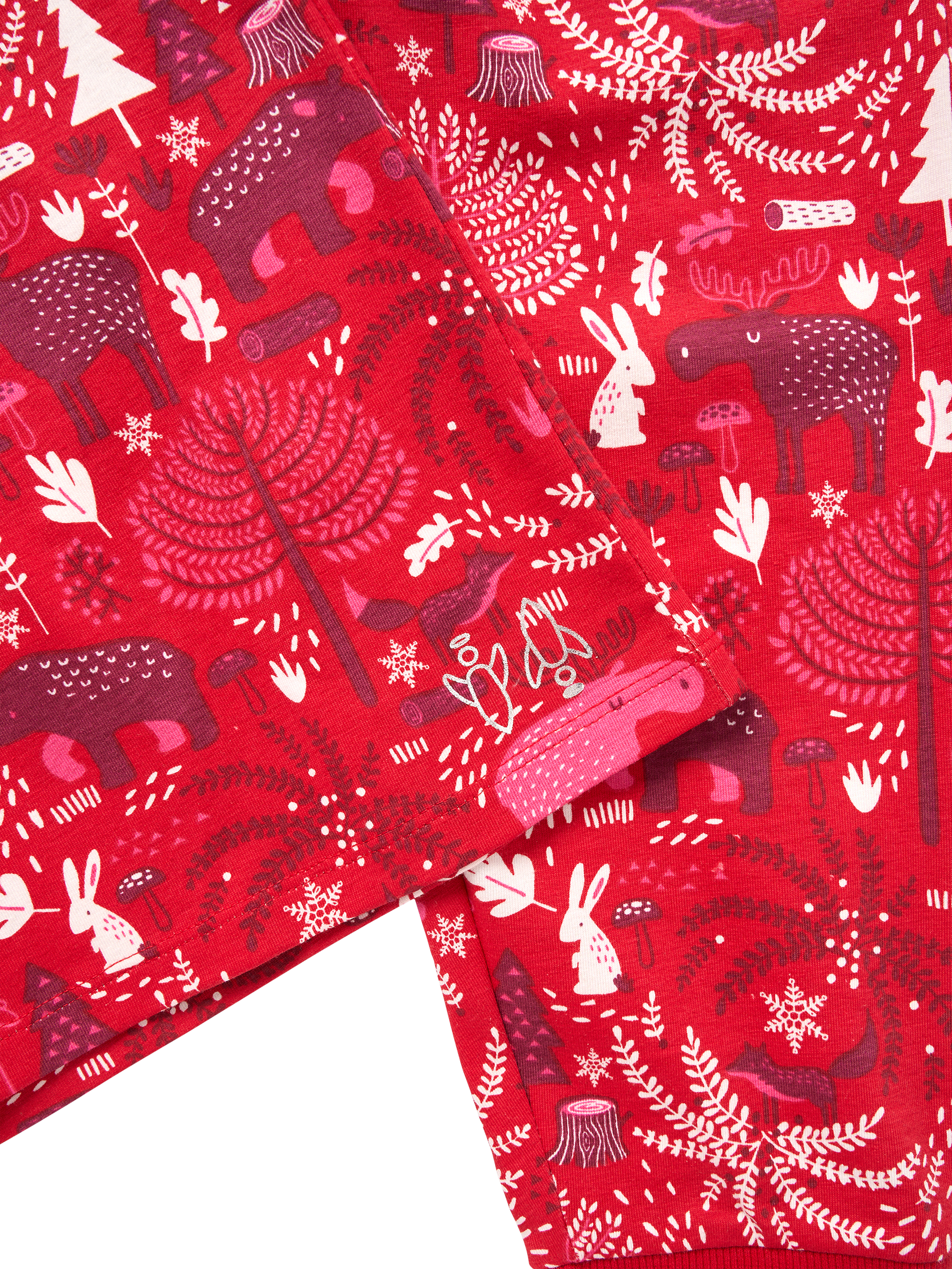 Product image 9 of 9, which shows Angel & Rocket Kids' Cotton Blend Scandi Print Pyjamas, Red, 3 years