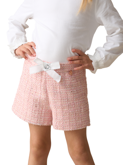 Angel & Rocket Kids' Cotton Blend Tweed Shorts, Pink