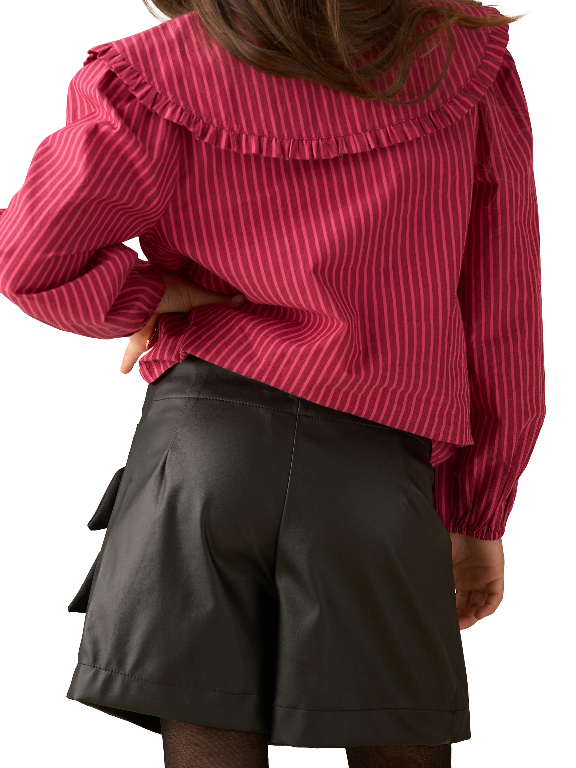 Product image 3 of 8, which shows Angel & Rocket Kids' Bow Faux Leather Skort, Black, 3 years