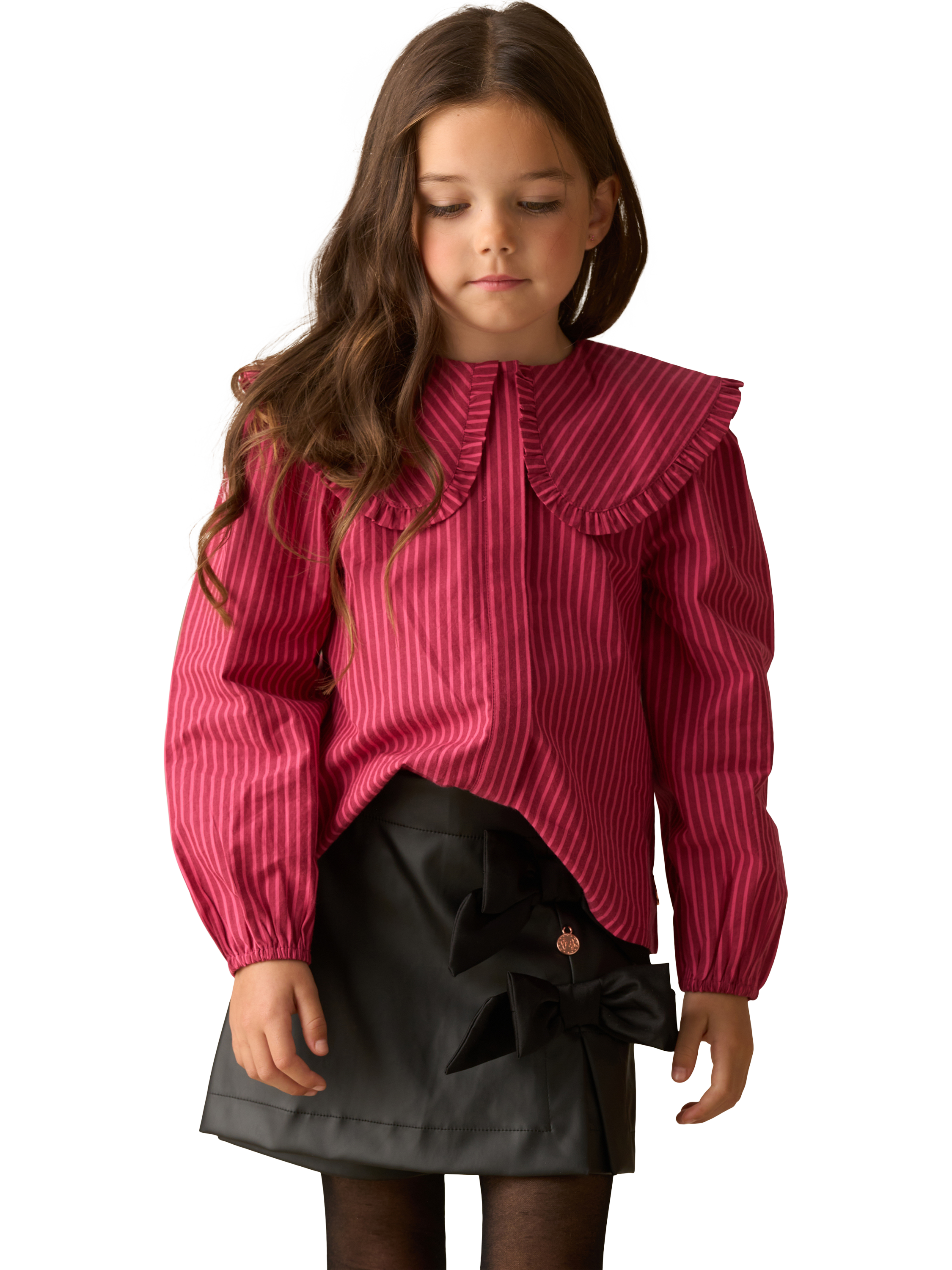 Product image 5 of 8, which shows Angel & Rocket Kids' Bow Faux Leather Skort, Black, 3 years