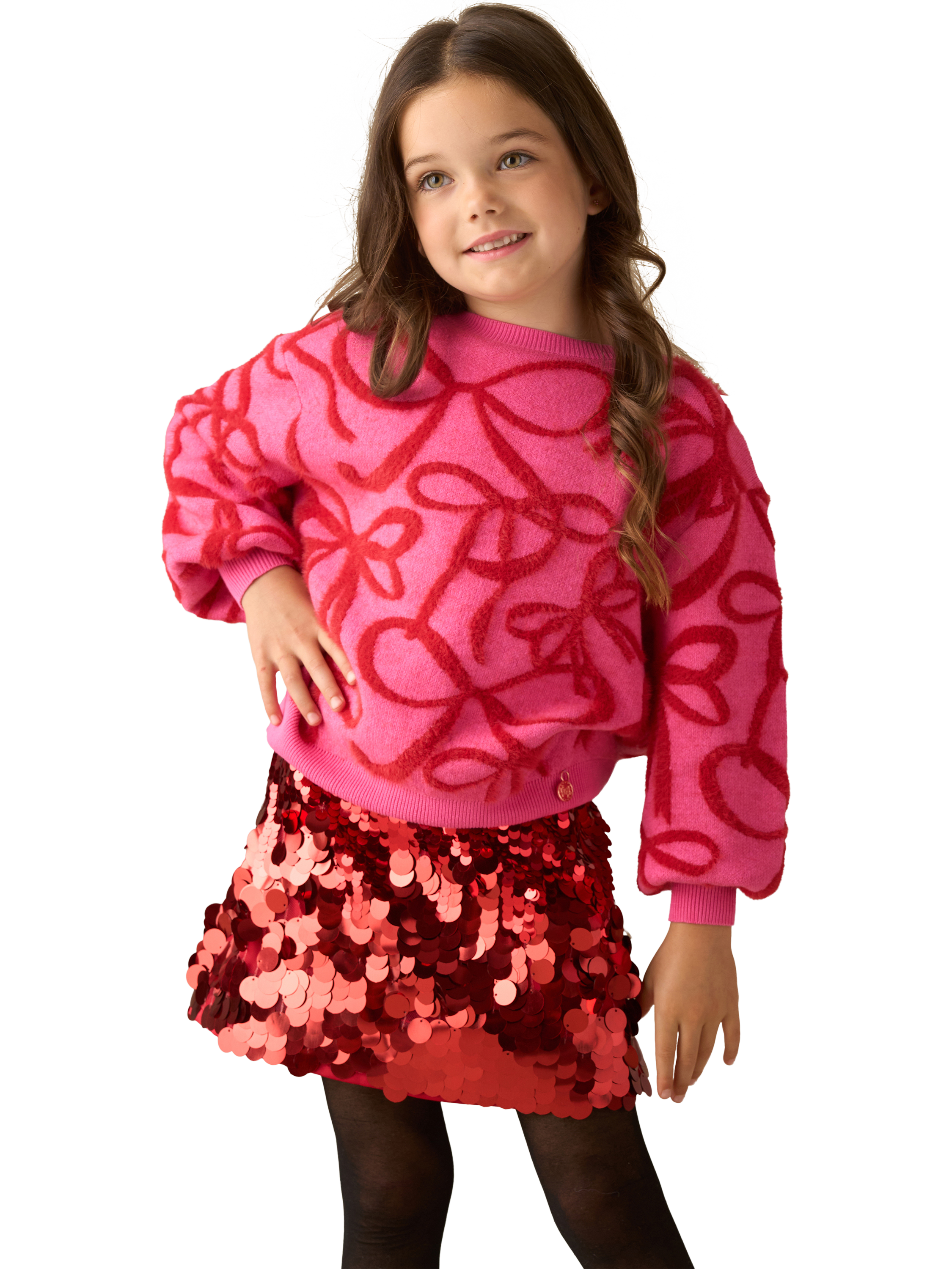Product image 2 of 6, which shows Angel & Rocket Kids' Disco A-Line Skirt, Red, 3 years