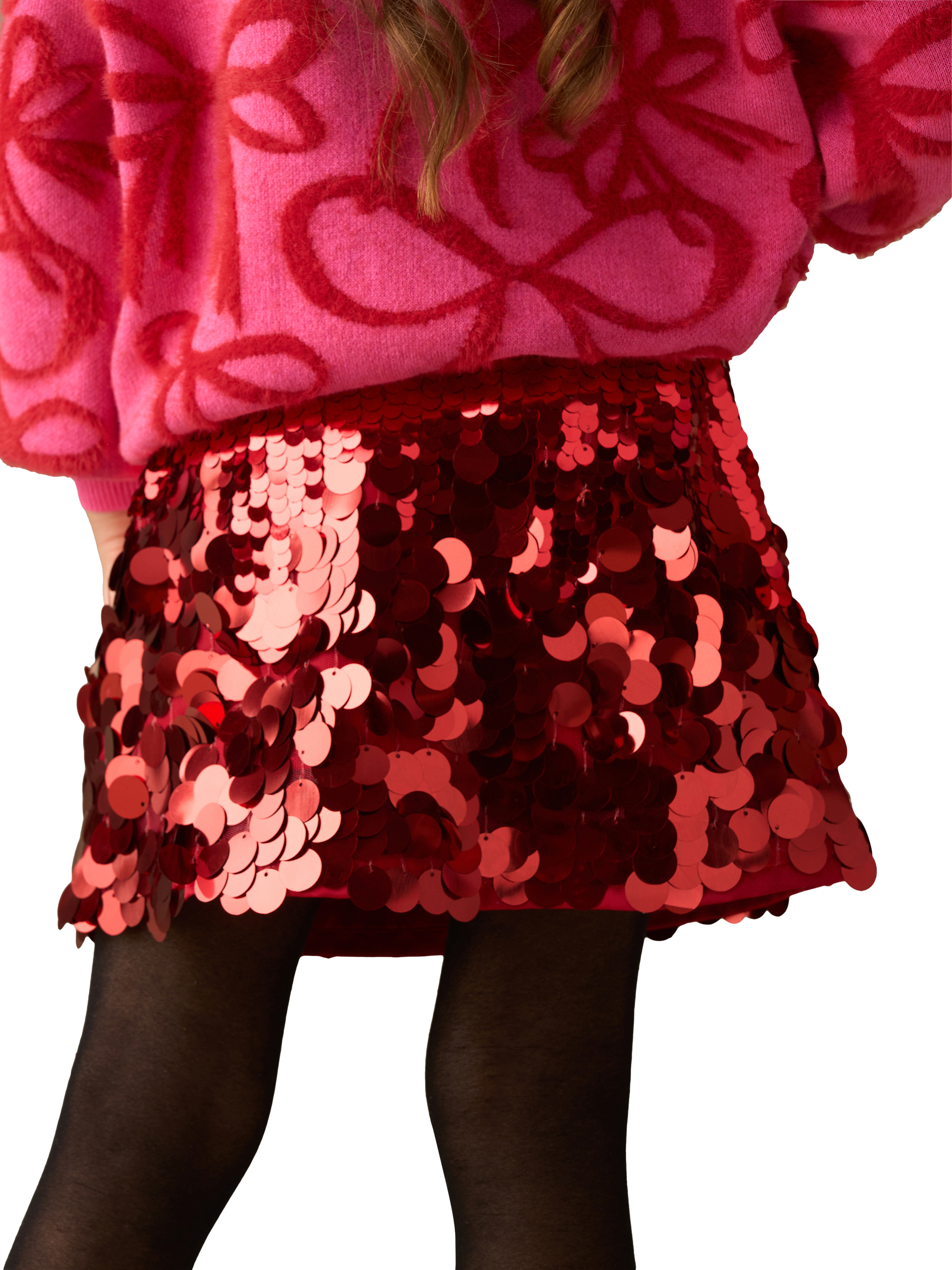Product image 3 of 6, which shows Angel & Rocket Kids' Disco A-Line Skirt, Red, 3 years