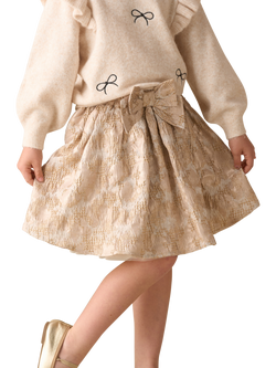Angel & Rocket Kids' Metallic Jacquard Skirt, Cream, Cream