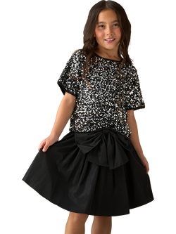 Angel & Rocket Kids' Tafetta Bow Skirt, Black, Black