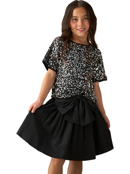 Angel & Rocket Kids' Tafetta Bow Skirt, Black, Black