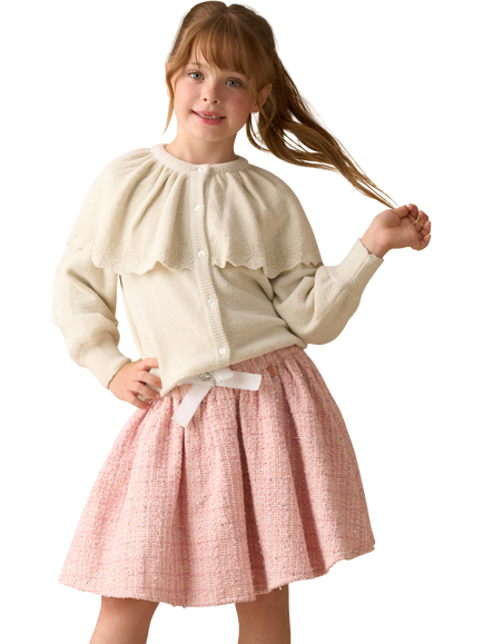 Angel & Rocket Kids' Cotton Blend Tweed Skirt - view 2, Pink