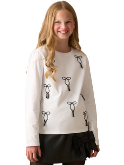 Angel & Rocket Kids' Cotton Blend Embroidered Bow Sweater - view 2, White