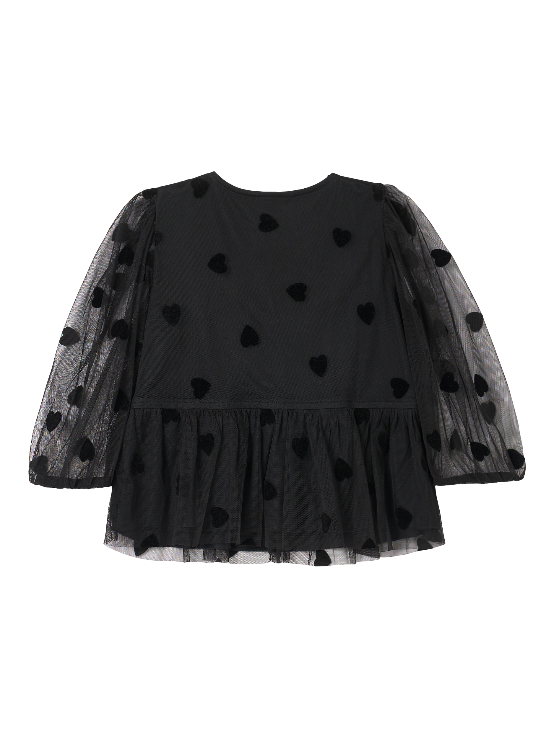Product image 6 of 7, which shows Angel & Rocket Kids' Flock Heart Mesh Top, Black, 3 years