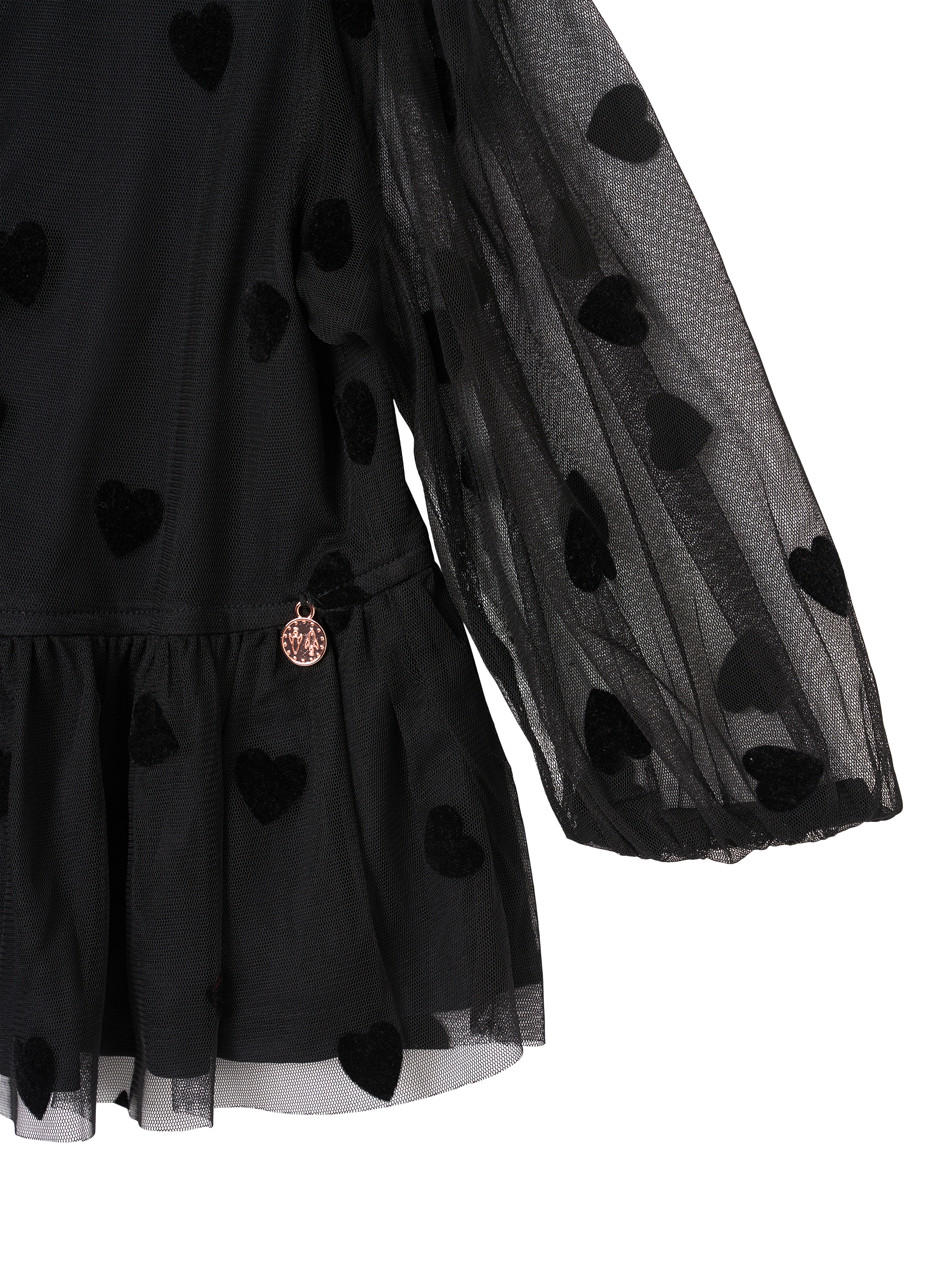 Product image 7 of 7, which shows Angel & Rocket Kids' Flock Heart Mesh Top, Black, 3 years