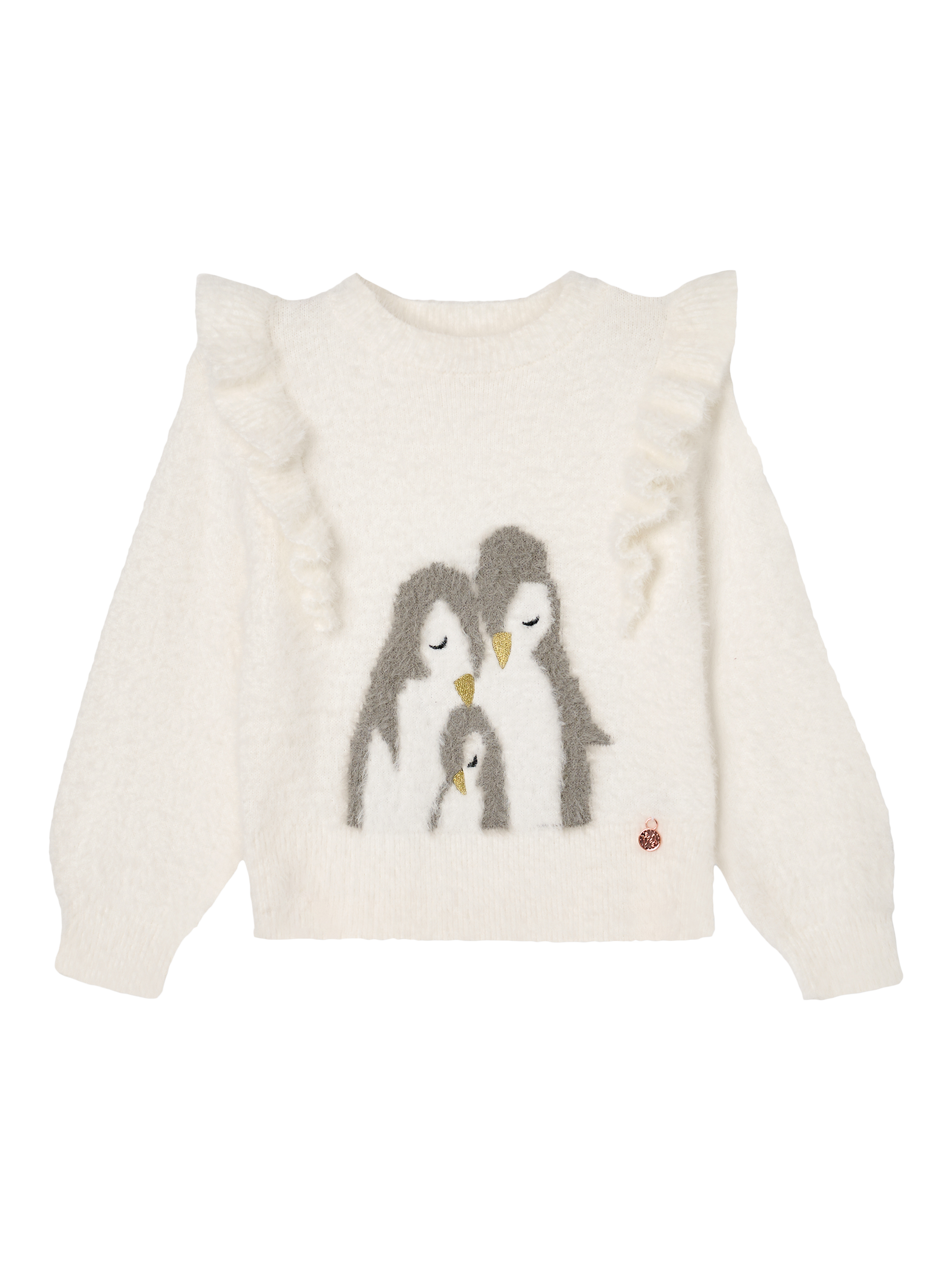 Product image 6 of 7, which shows Angel & Rocket Kids' Penguin Jumper, Ivory, 3-4 years