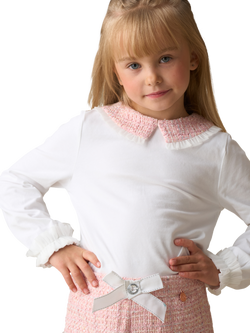 Angel & Rocket Kids' Cotton Blend Tweed Collar Long Sleeve Jersey Top - view 2, White