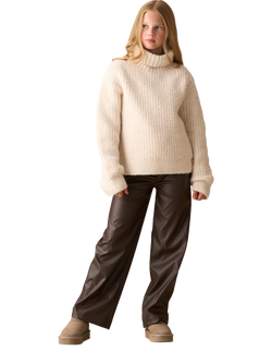 Angel & Rocket Kids' Chunky Rollneck Jumper, Cream - view 2, Cream