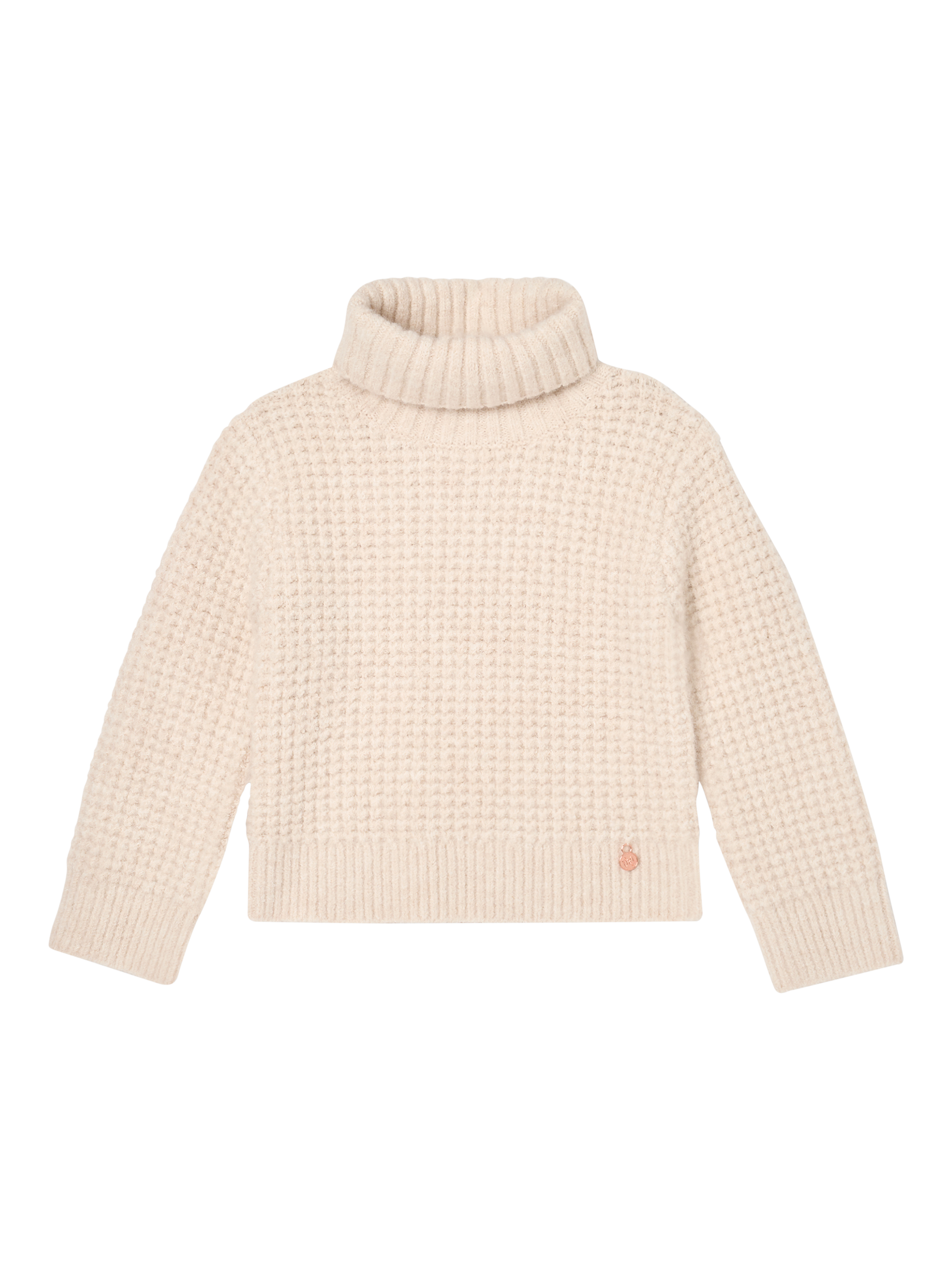 Product image 4 of 6, which shows Angel & Rocket Kids' Chunky Rollneck Jumper, Cream, 5-6 years