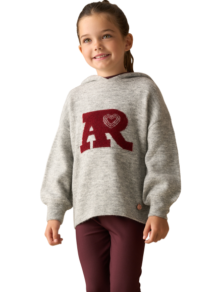 Angel & Rocket Kids' Knitted Varsity Hoodie, Grey, Grey