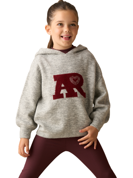 Angel & Rocket Kids' Knitted Varsity Hoodie, Grey - view 2, Grey
