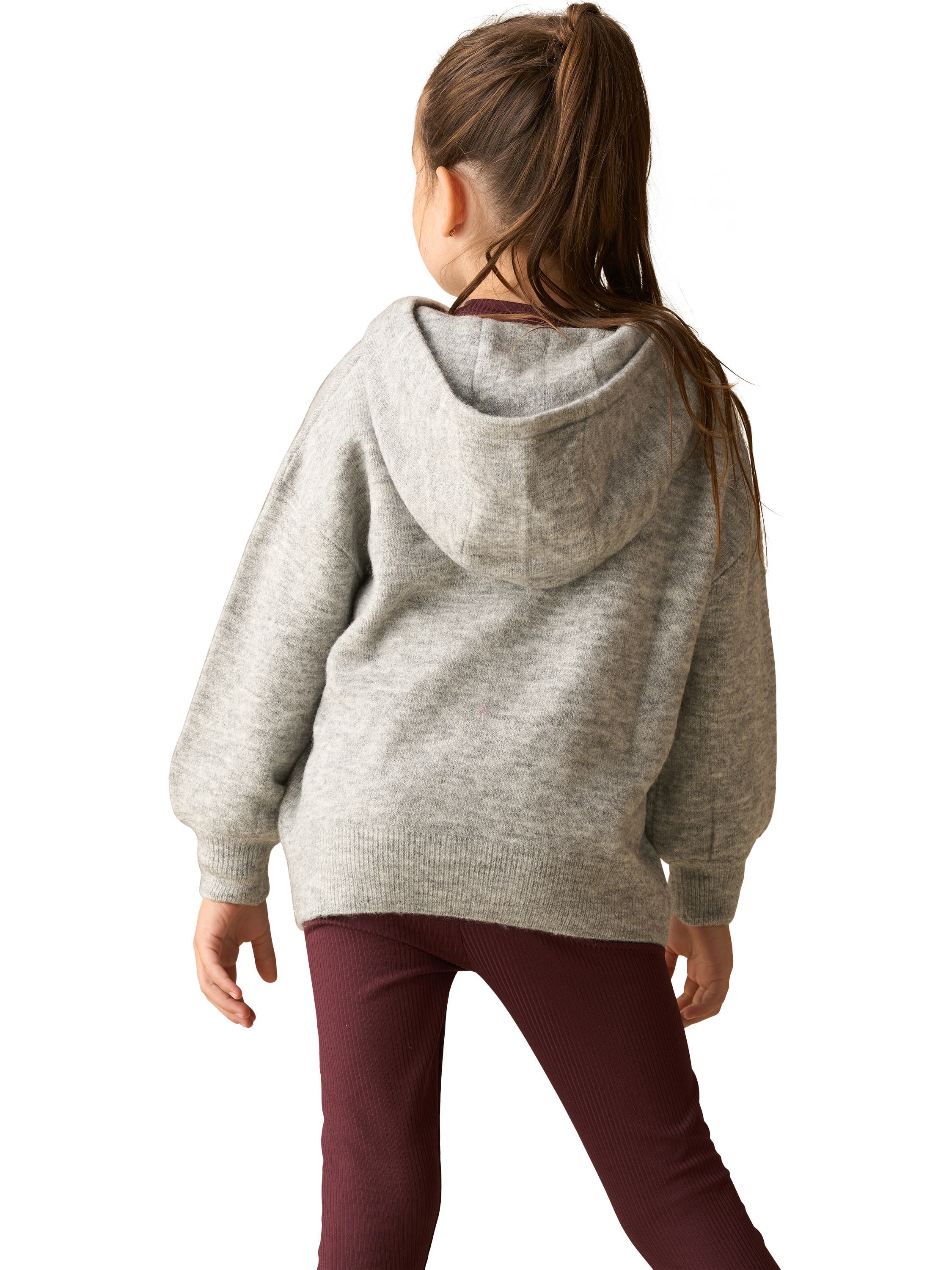 Product image 3 of 8, which shows Angel & Rocket Kids' Knitted Varsity Hoodie, Grey, 3-4 years
