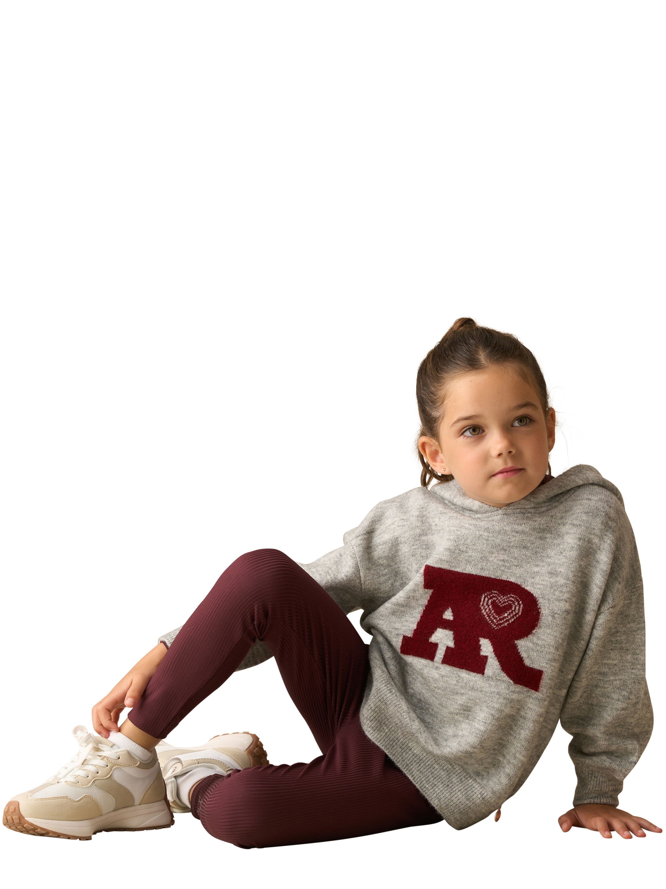 Product image 4 of 8, which shows Angel & Rocket Kids' Knitted Varsity Hoodie, Grey, 3-4 years