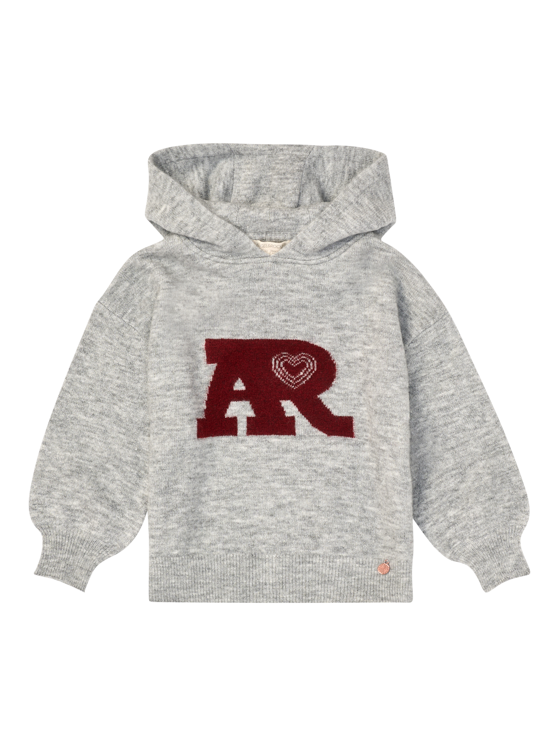 Product image 6 of 8, which shows Angel & Rocket Kids' Knitted Varsity Hoodie, Grey, 3-4 years