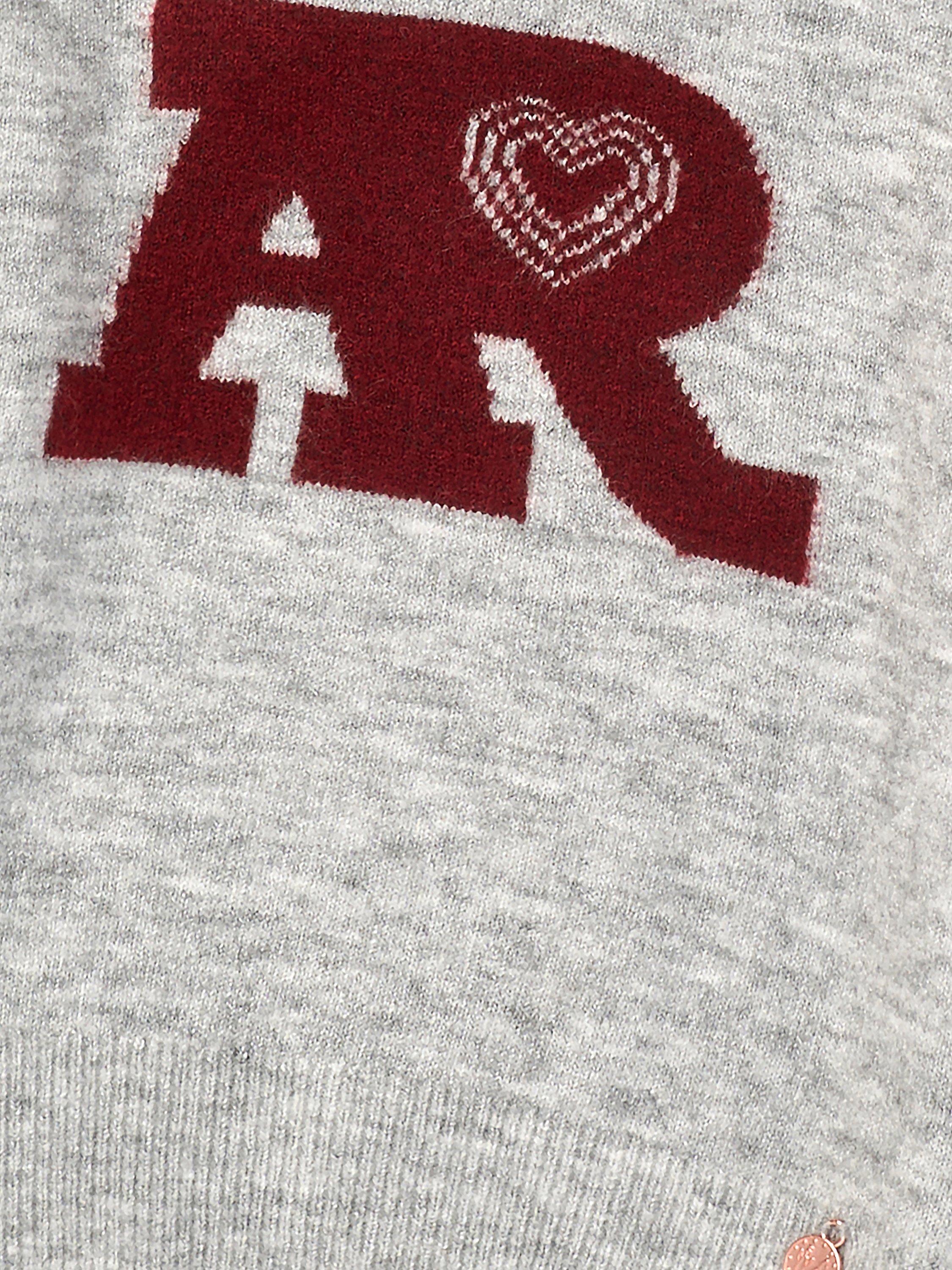 Product image 8 of 8, which shows Angel & Rocket Kids' Knitted Varsity Hoodie, Grey, 3-4 years